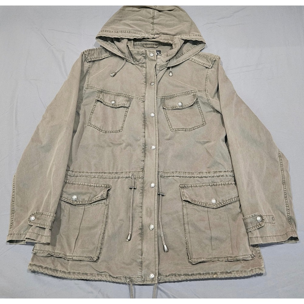 Buffalo Utility Jacket Women Large Olive Green Hooded Field Coat 986176